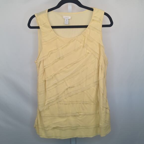 Chico’s Yellow Scoop Neck Tank Top Womens Size 16 Ruffle Layered Sleeveless - Picture 8 of 10